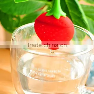 Reuseable Foof Safe Silicone Red Strawberry Shape Tea Leaf Bag Holder Punch Filter Tea Infuser thumbnail-4