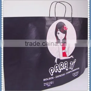 Colorful Printed Flexo Printing White Kraft Paper Bag With Black Twisted Patch Handle in Competitive Price thumbnail-1
