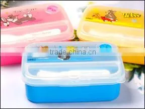 ABS+PP Lunch Box With Fork ,chopsticks and Spoon .CMYK+White (Heat Transfer). Can be Used for Microwave thumbnail-1