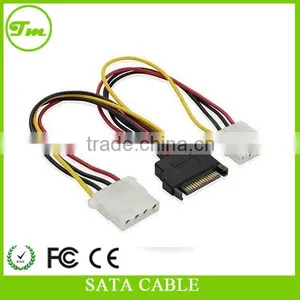 SATA 15pin Male to Dual 4pin Molex Female Sata Power Cable thumbnail-1