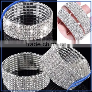 Hot Fashion 4/5/8 Rows Crystal Rhinestone Wedding Bridal Bracelet Bangle thumbnail-1