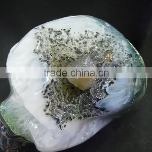 Hollowed Natural Hand Carving Amethyst Crystal Skull With Geode Good for Home Decoration or Gift to Friends thumbnail-4