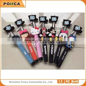 Most Popular Cartoon Aluminum Alloy Selfie Stick With Cable, Fashionable Foldable Selfie Stick thumbnail-1