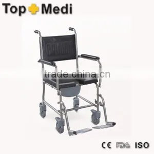 TOPMEDI Stainless Steel 4 Wheels Light Weight Commode Chair thumbnail-1