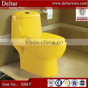 Glaze Smooth Toilet Bowl Color, One Piece Sanitary Ware Ceramic Yellow Toilet, wc Ceramic Color Toilet thumbnail-6