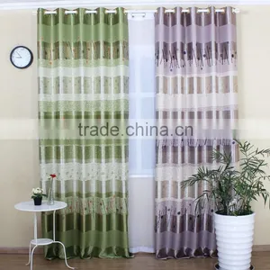 Green Color Printing Luxury Window Curtain thumbnail-6