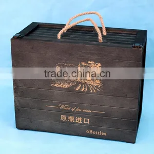 The Chinese Factory Wholesale Custom Luxury Boxes, Wooden 6 Bottles of Red Wine Champagne Beautiful Gift Box thumbnail-4