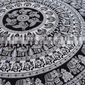 Black & White Elephant Mandala Tapestry , Wall Hanging ,Hippie Indian Tapestry New Year Gift thumbnail-1