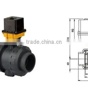 PVC UH True Ball Valve With Electric Actuator One Side Female Threaded (24 V DC) Emergency Manual Control thumbnail-1