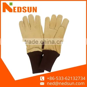 Knitting Cuff Pig Leather Working Women Garden Gloves thumbnail-1