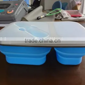 Hot Sell 2 Compartment Silicone Lunch Box,promotional Silicone Collapsible Lunch Box thumbnail-6