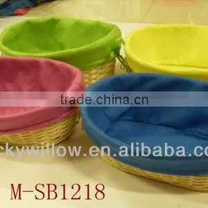 Oval Wicker Storage Basket With Coloful Liner & Easter Egg Basket thumbnail-1