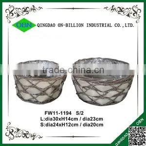 Sets Cheap Garden Woven Wicker Plant Basket thumbnail-1