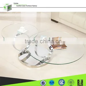 C8041 Movable Swivel Glass Coffee Table Models for Home Using thumbnail-1