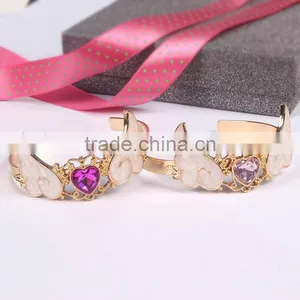 Crystal Heart Angel Wing Cuff Bangle Gold Angel Wing Cuff Bangle thumbnail-4