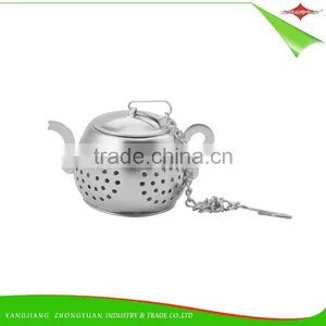 ZY-S3016 Food Grade Durable Stainless Steel Teapot Shape Tea Filter Tea Strainer With Holder thumbnail-1