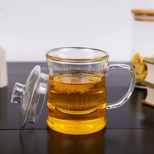 Glass Cup Kungfu Tea Cup Three Part Glass Mug Filter Glass Cup Coffee Mug Milk Cup Juice Cup for Hotel and Resturant thumbnail-1