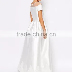 Custom Made Size Bridal Grown Maxi Dress With Embroidery And Cap Sleeve Wedding Dress Lvory And White thumbnail-2