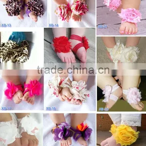 Newest Design so Cute Various Colors Baby Girls Barefoot Sandals Kids Flower Shoes thumbnail-1