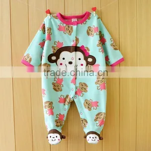 Newborn Baby Spring and Autumn Fleece Long-sleeved Harness Jumpsuit Pure Cotton Clothes thumbnail-4