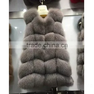 Hot Sale Fox Fur Long Vest Ladies Fox Fur Vest With Hood thumbnail-1