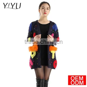 Womens Cute Embroidery Wool Knit Cardigan Sweater Tops Mujer thumbnail-4
