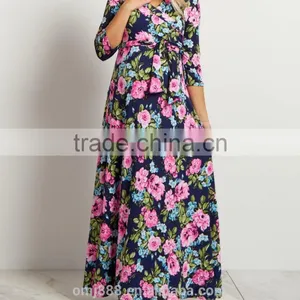 Dongguan Plus Size Maternity Clothes Manufacturers Nursing Floral Maxi Dress thumbnail-3
