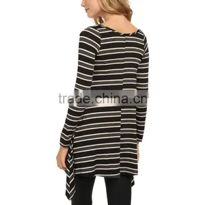 Wholesale Ladies Extra Long Stripe Sweatshirt Long Sleeves Sweatshirt thumbnail-3