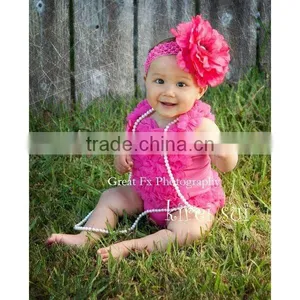 Newborn Baby HOT PINK Ruffles Pettitop With Panties 2 Pcs Set thumbnail-1