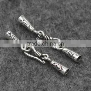 New New Design Thailand Sterling Silver Hook and Eye Clasp Cord Tip With Big Hole thumbnail-2