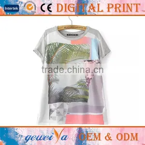 OEM Knitted Digital Print Bamboo Cotton T-Shirt thumbnail-1