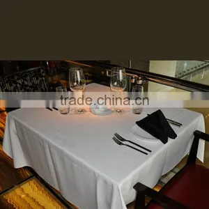 100% Polyester Snow White Water Resistant Oil Proof Banquet Square Table Cloth thumbnail-1