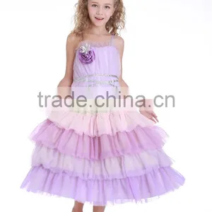 Latest Girls Cotton Frock Designs Long Pink Dress Puffy Dress for Girls thumbnail-2