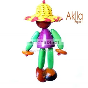 Man Tagua Keychains With Little Straw Hat thumbnail-1