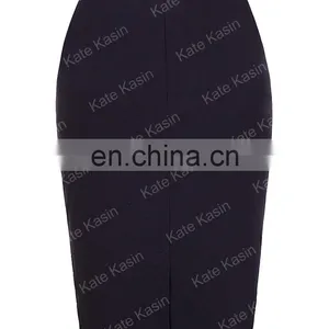 Kate Kasin Occident Women's Solid Color High Stretchy Hips-Wrapped Pencil Skirt 24" KK000277-1 thumbnail-2