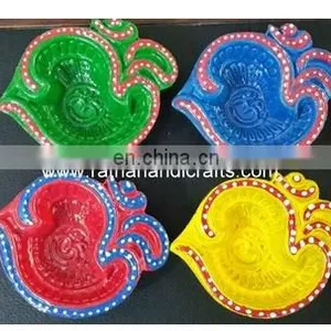 Diya in Om Design Clay Lamp Indian Diwali Decoration Home Decor thumbnail-1