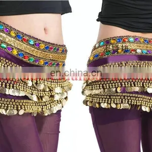 Indian Belly Dance Hip Scarf With Gold Coins Y-2033# thumbnail-1