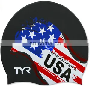 Highly Quality Hot Selling Country Flag Silicone Swim Cap for Adult thumbnail-2