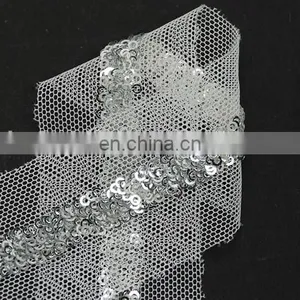 Beautiful Italy Design Sliver Sequin Mesh Lace Trim for Clothes thumbnail-5