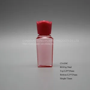 30ml Small Customized Color PETG Plastic Skin Care Lotion Square Bottle With Inner Plug and Screw Rose Cap thumbnail-2