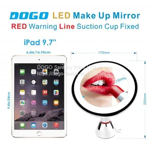 Plastic Round LED Light Swivel Portable Make up Mirror Suction Cup Mirror thumbnail-2