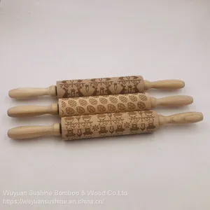 Rabbit Pattern Wooden Rolling Pin, Made of Chinese Cherry thumbnail-5