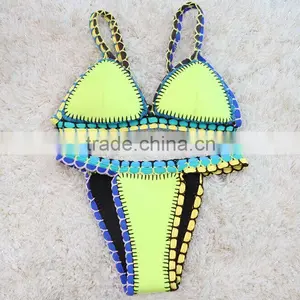 2016 Best Selling Colorfull Neoprene Sexy European Style Bikinis Women's Bikini Style thumbnail-5