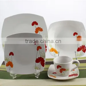20 Pcs Porcelain Dinner Set Direct Supply Form Factory Ceramic Square Shape Dinner Setceramic Dinner Plate and Soup Bowl thumbnail-4