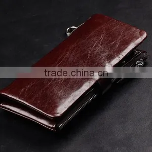 Top Oil Wax Cowhide Leather Car Key Case Key Holder for Men Multi-functional Wallet With Wristlet thumbnail-4