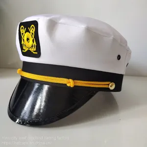 Captain Captain Cap Embroidery Grain White Sailor Hat Anchor Navy Wind Halloween Hat Stage Performance Custom White Caps, the Cross-border Marine Corps Captain Cap Carnival Yacht Party Sailor Hat thumbnail-1
