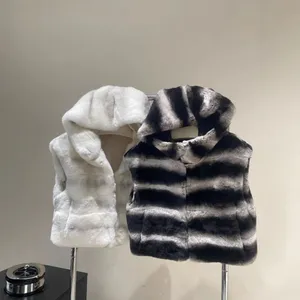 Totoro Big Hat, Rex Rabbit Fur Vest, 2024 Winter New Fashionable High-end Women's Coat, Short and Petite Style thumbnail-1