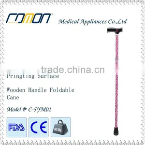 Aluminium Folding Walking Sticks With Wood Handle thumbnail-2