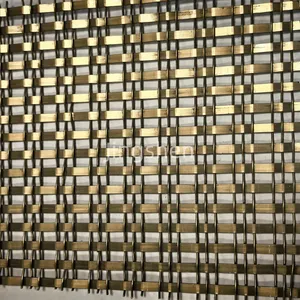 Architectural Grade Stainless Steel Brass Gold-colored Decorative Woven Mesh Panels, Suitable for Cabinet Doors thumbnail-2