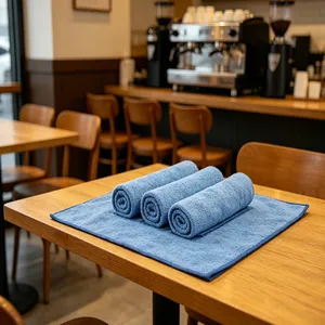 Wholesale Blue Barista Microfiber Cleaning Cloths for Restaurants thumbnail-1